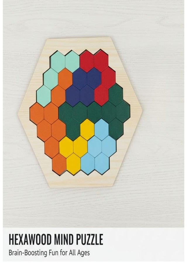 ESPtronics لعبة أحجية سداسية خشبية من إي إس بترونيكس للأطفال والكبار، لعبة مونتيسوري لمطابقة الأشكال والأنماط، لعبة تانغرام لتنمية الذكاء، لعبة تعليمية منطقية، هدية مثالية لجميع الأعمار، مناسبة لمرحلة ما قبل المدرسة وتحدي الذكاء - Image 3